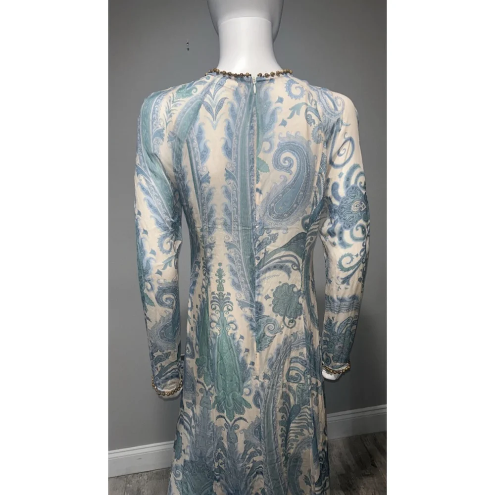 Zimmermann Illuminate Turquoise Paisley Long Sleeve Maxi Dress Size 8 (2) - Picture 16 of 16